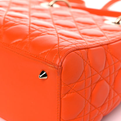Christian Dior Lambskin Cannage Medium Lady Dior Orange 10 of 25