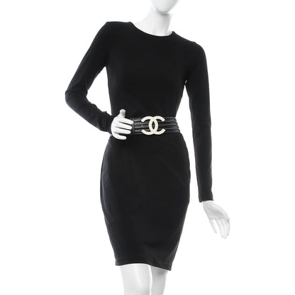 Chanel Calfskin Stitched CC Belt 85 34 Black 2 of 7