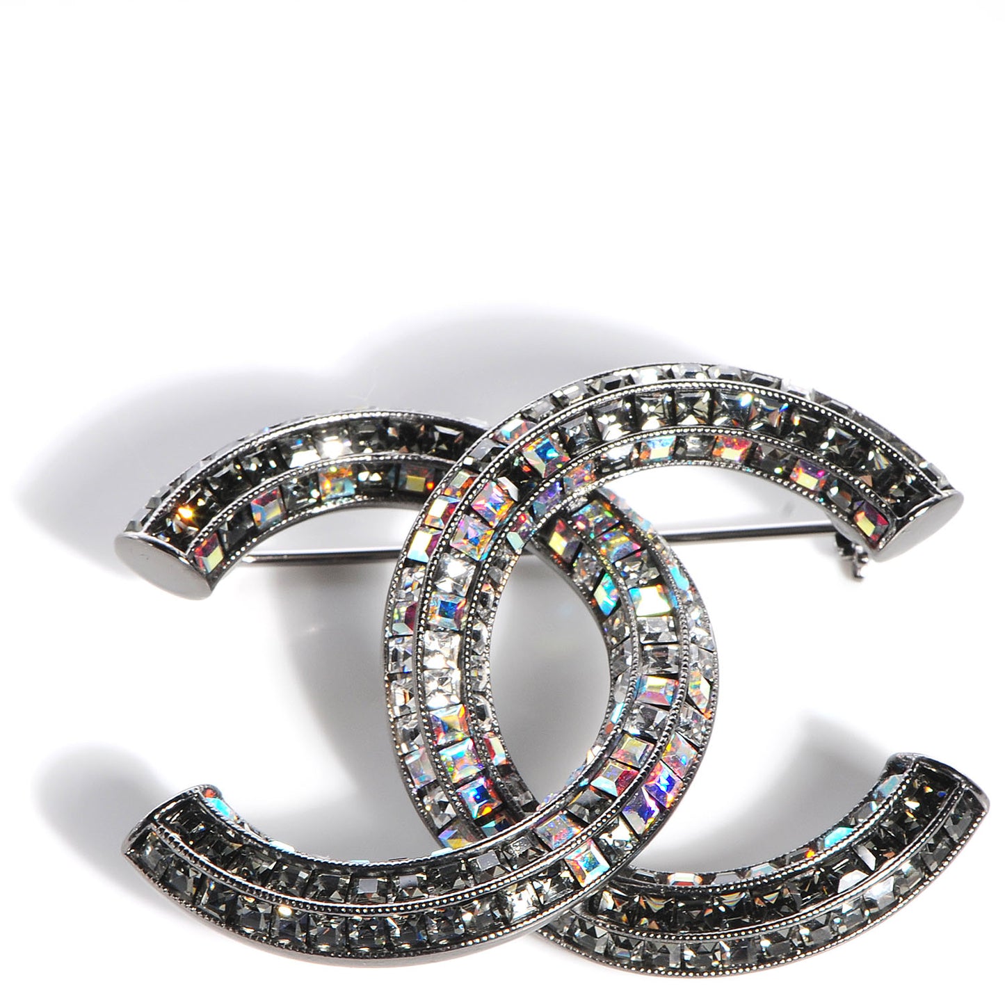 Crystal CC Brooch Silver Ruthenium Grey