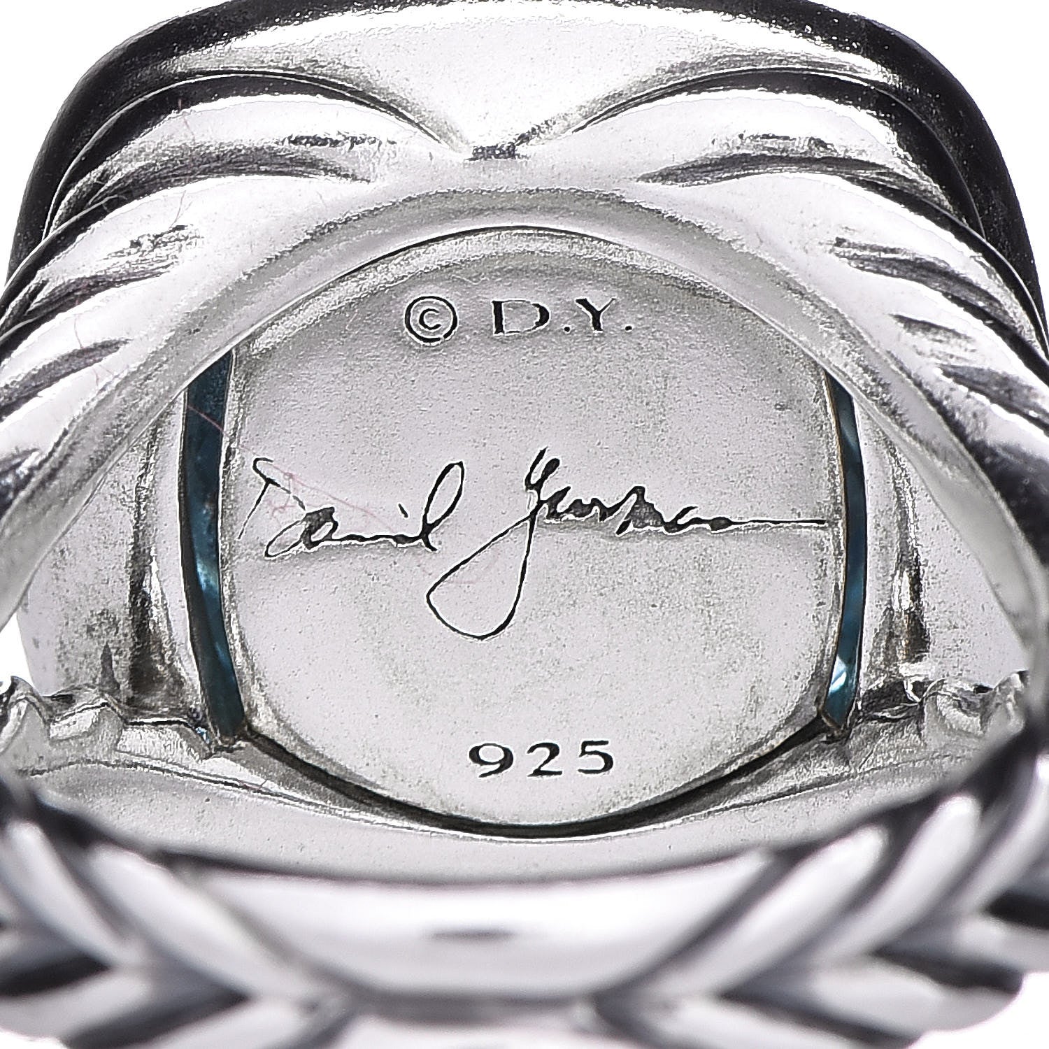 David Yurman Sterling Silver Diamond Blue Topaz 14mm Albion Ring 55 7.25 5 of 5