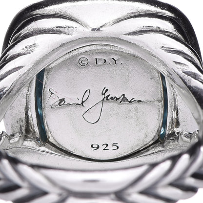David Yurman Sterling Silver Diamond Blue Topaz 14mm Albion Ring 55 7.25 5 of 5
