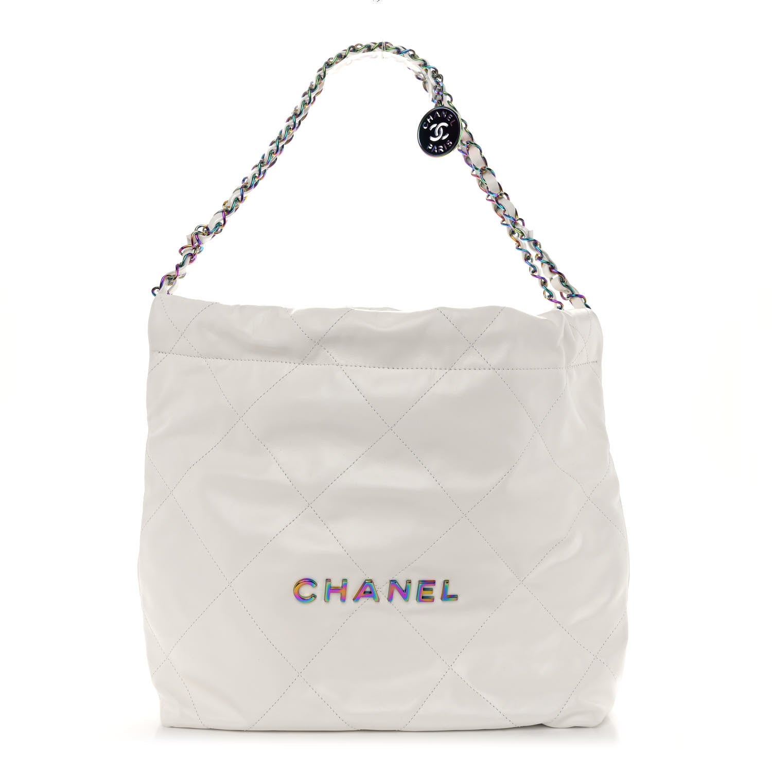 Chanel Shiny Calfskin Quilted Small Rainbow Chanel 22 White 3 of 11
