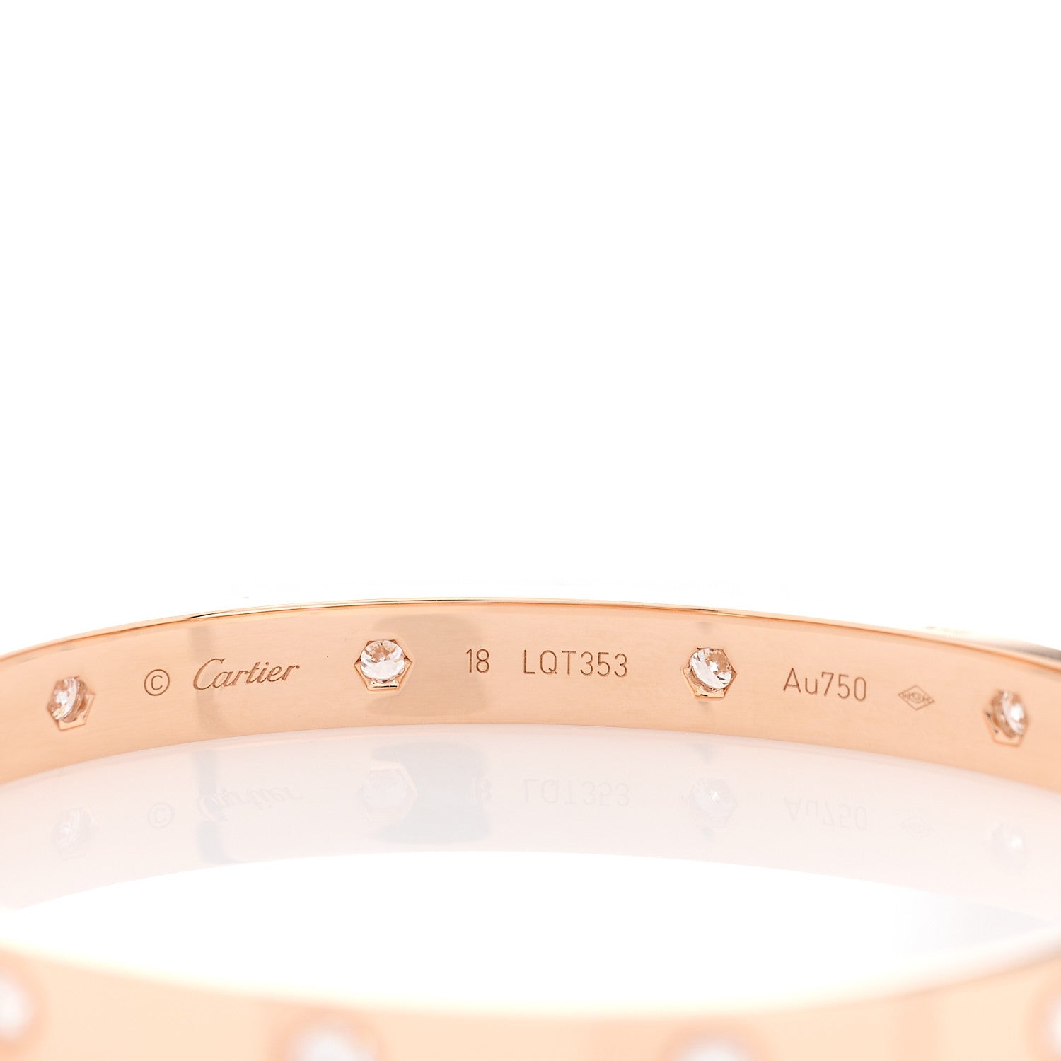 Cartier 18K Pink Gold 10 Diamond LOVE Bracelet 18 3 of 5