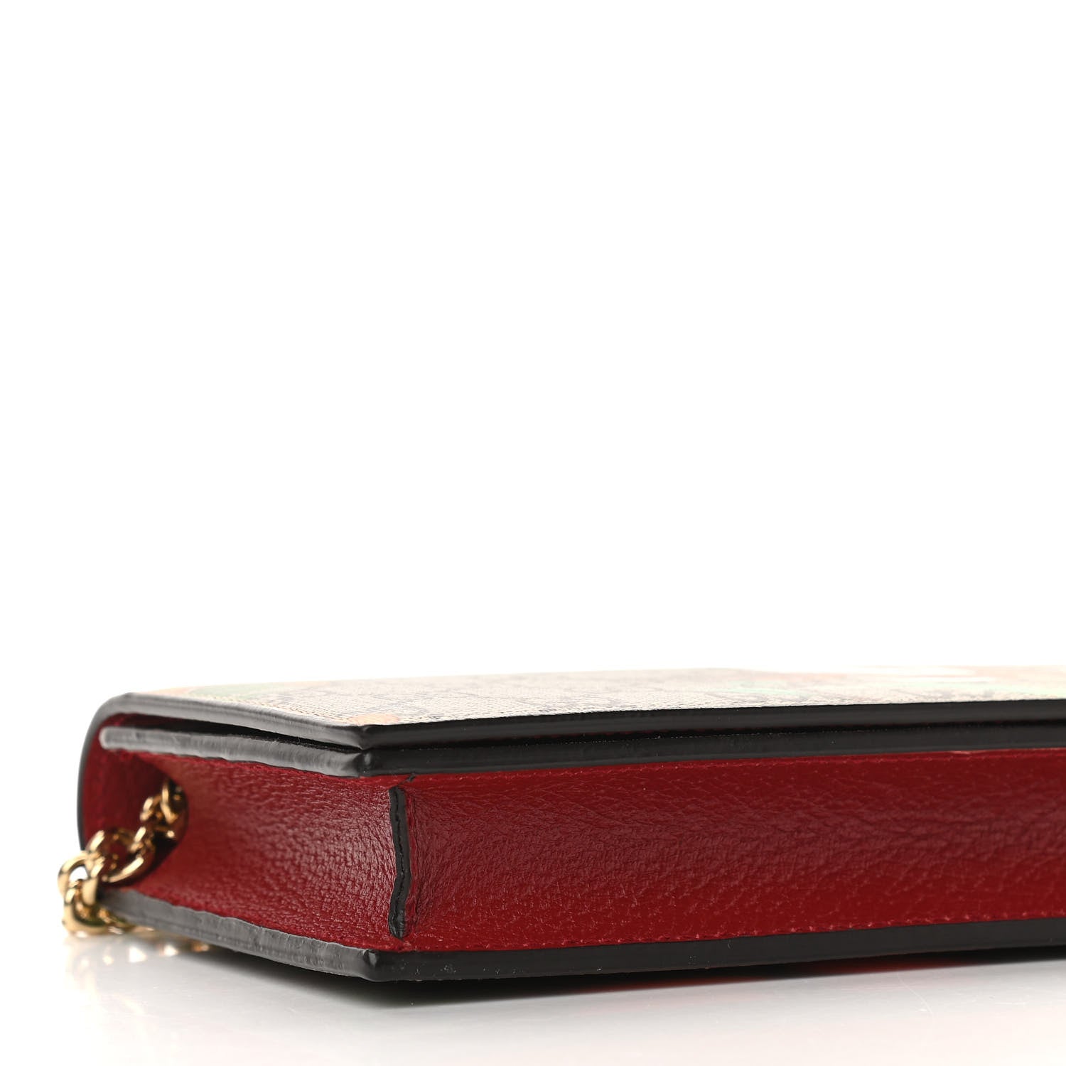 Gucci GG Supreme Monogram Tian Chain Wallet Beige Multicolor Red 8 of 9