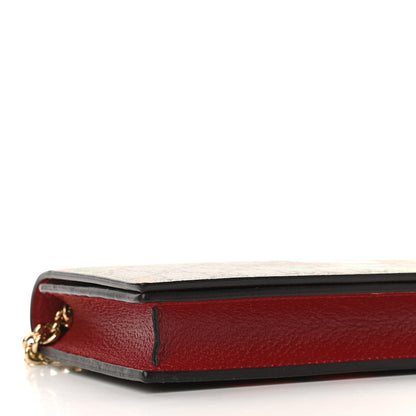 Gucci GG Supreme Monogram Tian Chain Wallet Beige Multicolor Red 8 of 9