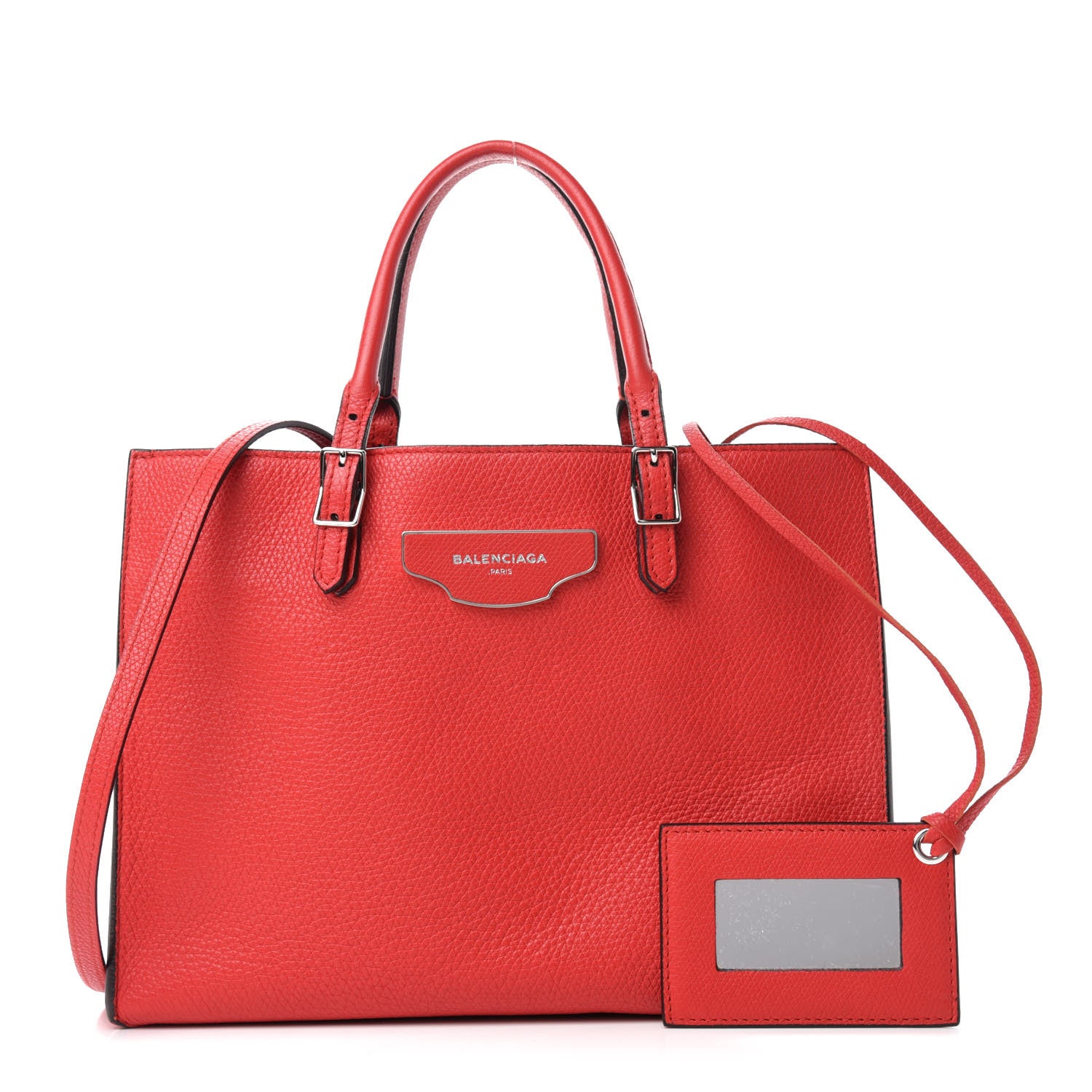 Balenciaga Grained Calfskin Plate Hardware Papier A6 Zip Around Tote Rouge Houx 1 of 10