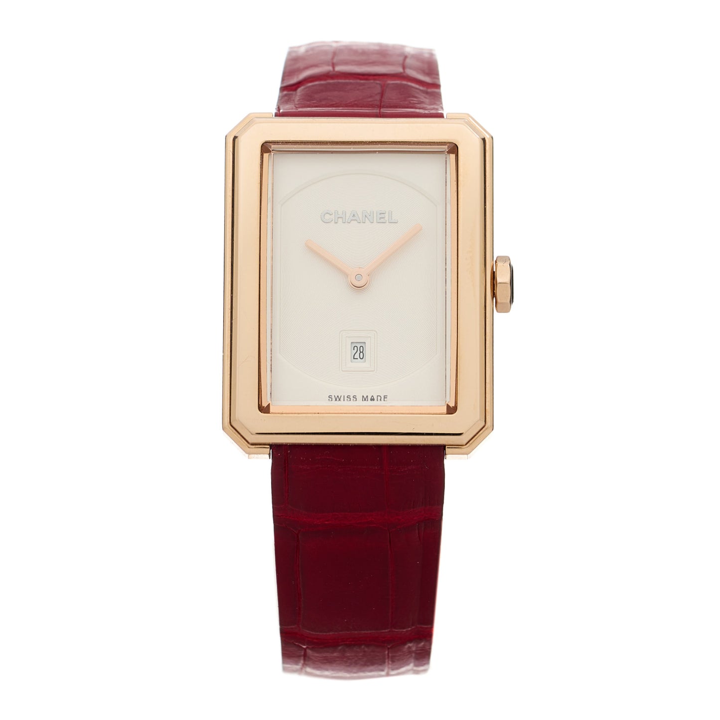 18K Beige Gold Alligator 26.7mm Boy-Friend Quartz Watch Red