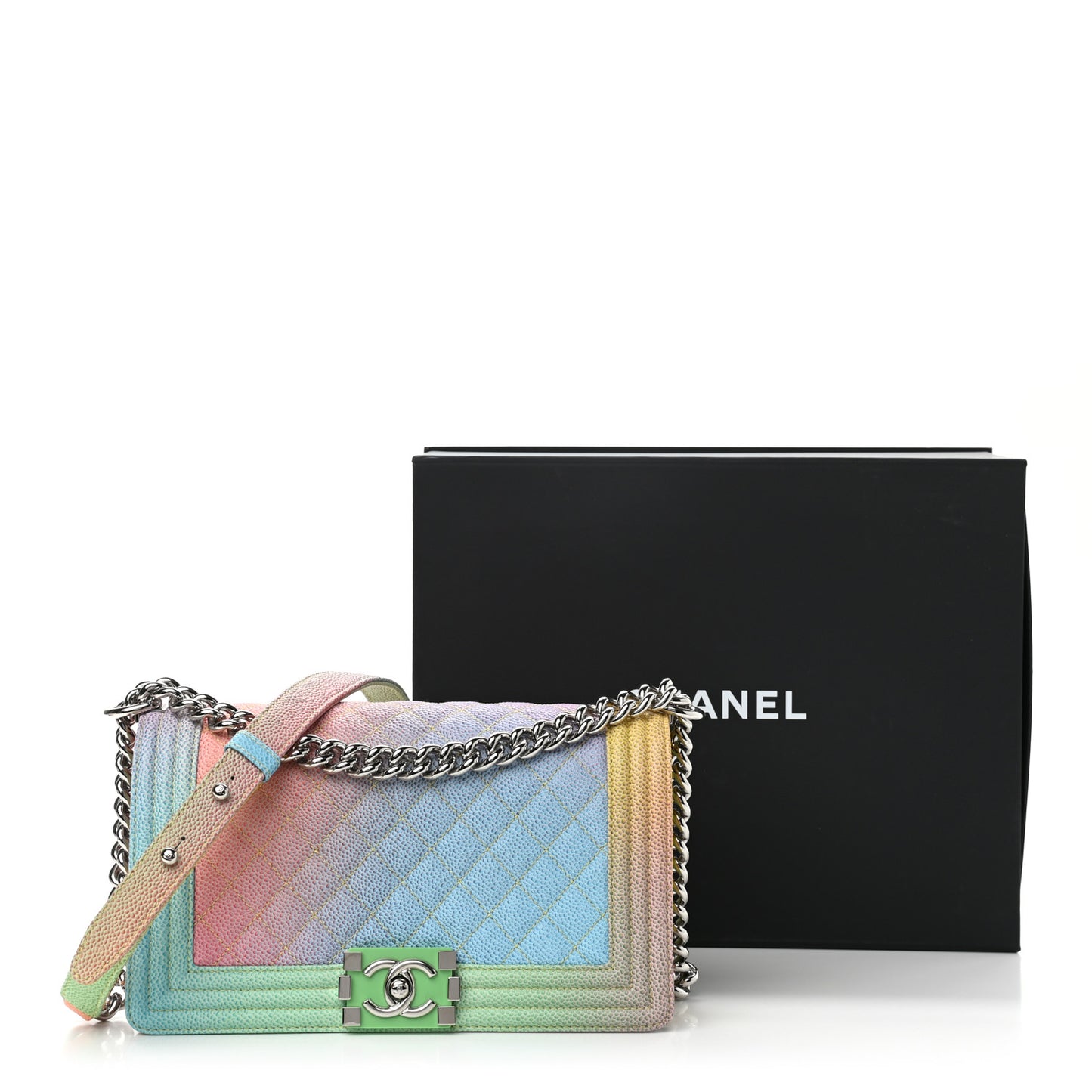 Caviar Quilted Medium Cuba Rainbow Boy Flap Multicolor