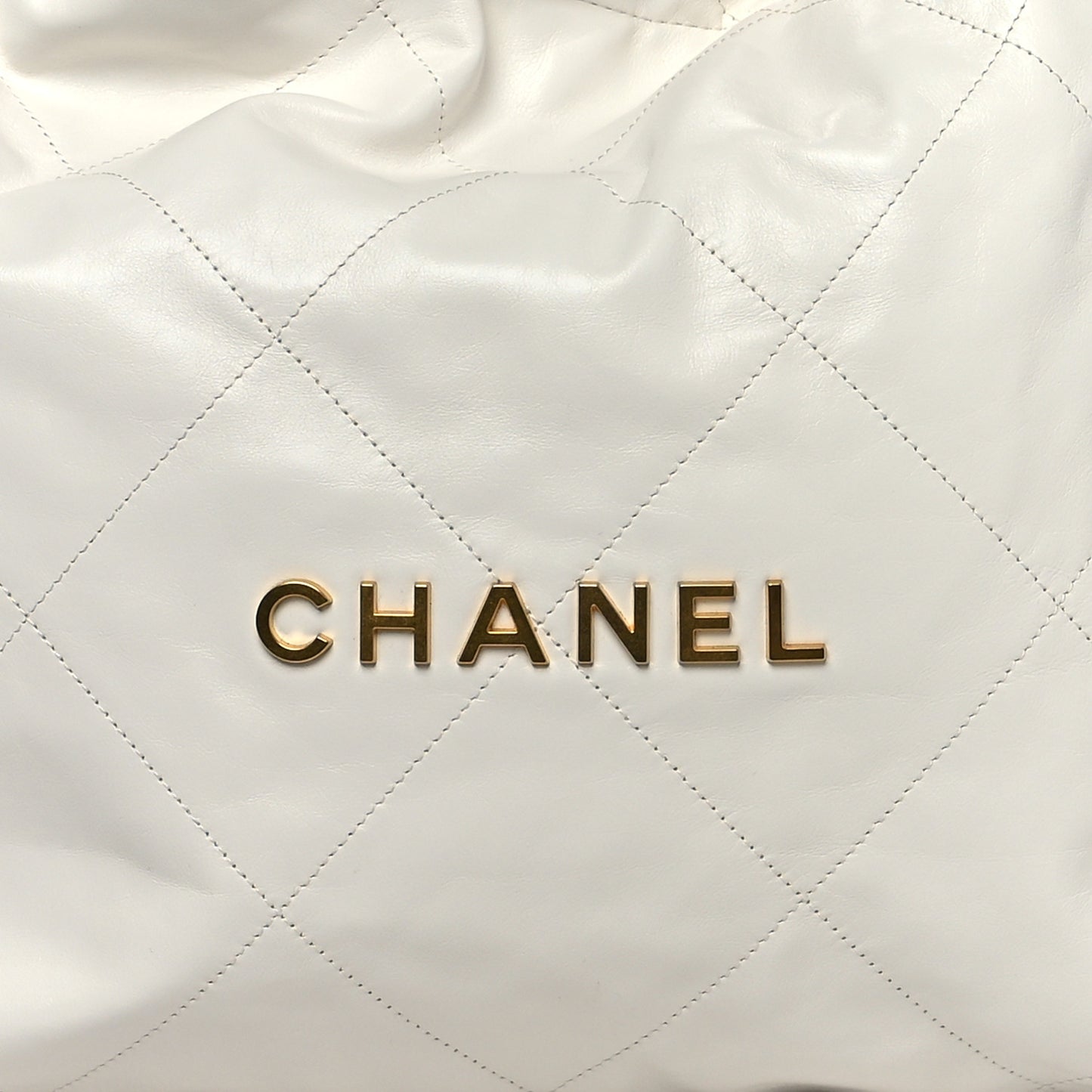 Shiny Calfskin Quilted Chanel 22 White