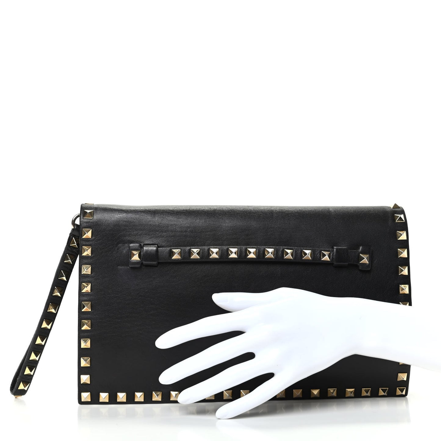 Nappa Rockstud Wristlet Clutch Black