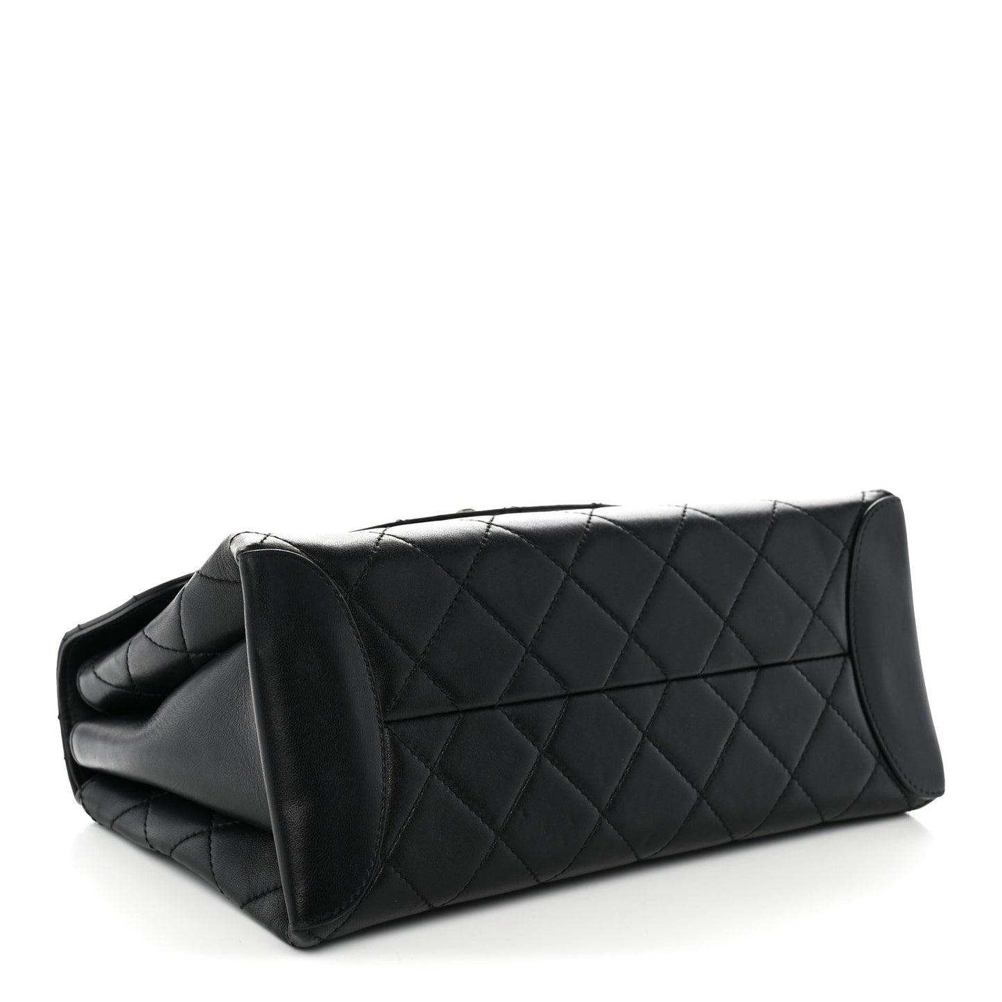 Lambskin Quilted Large Trendy Spirit Top Handle Bag Black