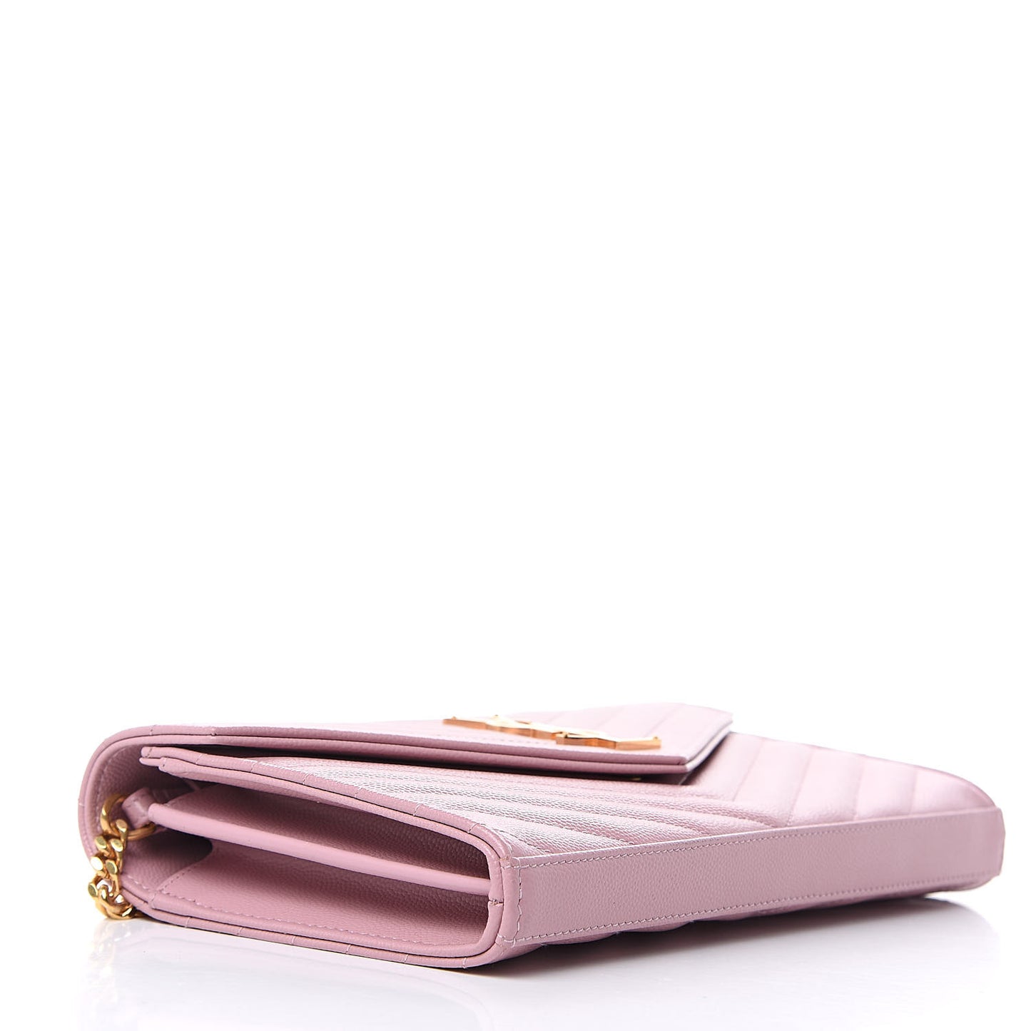 Grain De Poudre Matelasse Chevron Monogram Chain Wallet Pale Pink