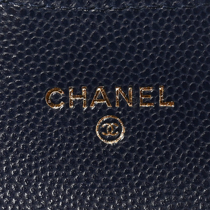Chanel Caviar Quilted Flap Card Holder Wallet Navy Blue 6 of 9