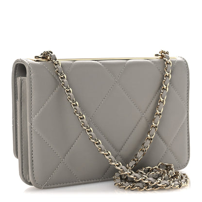 Chanel Lambskin Quilted Trendy CC Wallet On Chain WOC Grey 3 of 13