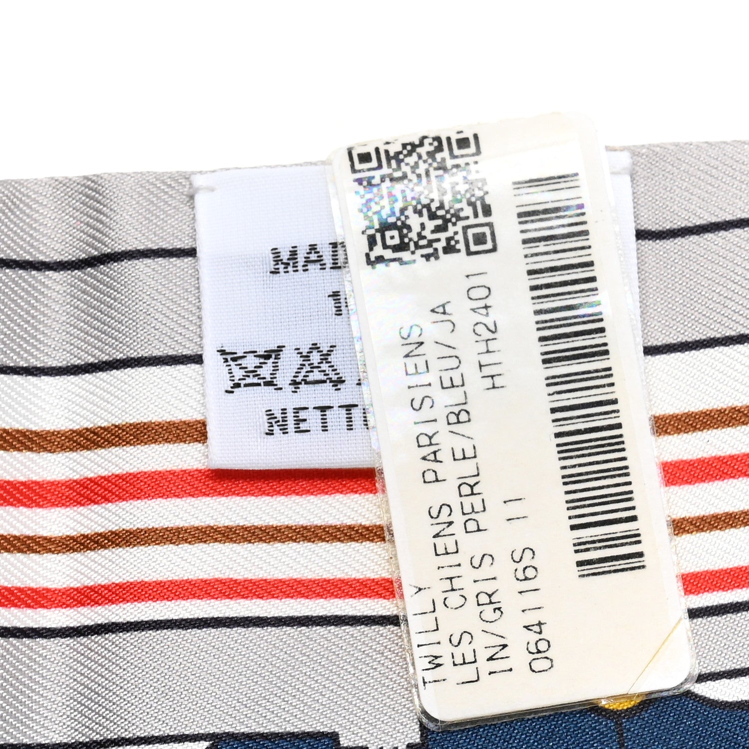 Hermes Silk Les Chiens Parisiens Twilly Gris Perle Bleu Jaune 3 of 4