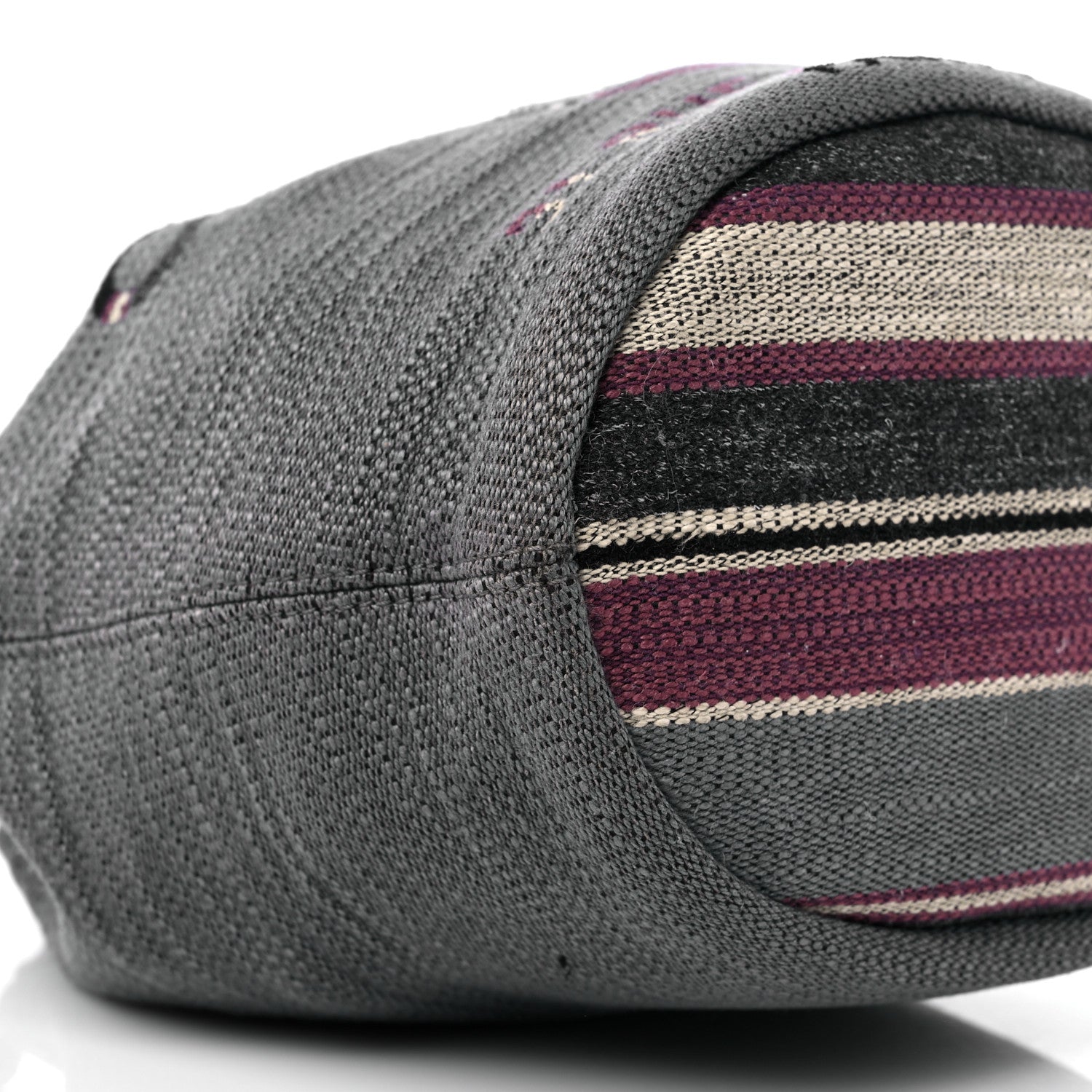 Chanel Striped Canvas Deauville Drawstring Bag Grey 9 of 14