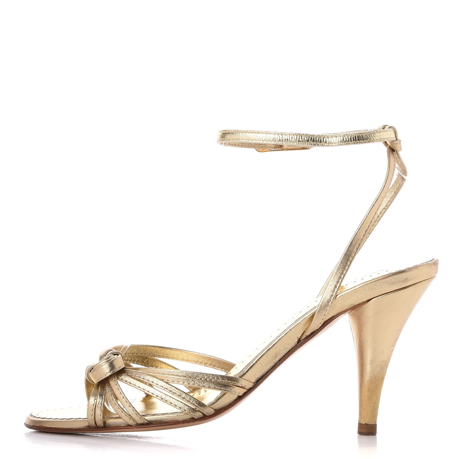 Chanel Metallic Lambskin Strappy Sandals 36 Light Gold 1 of 16