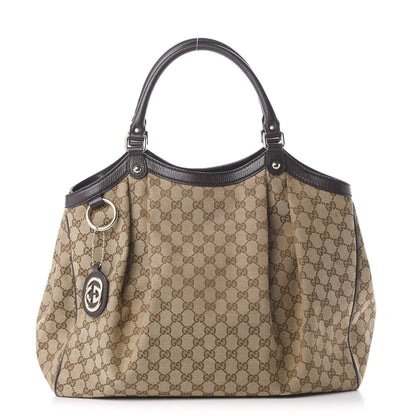 Gucci Monogram Dollar Calfskin Large Sukey Tote Beige Ebony Testa di Moro 1 of 13