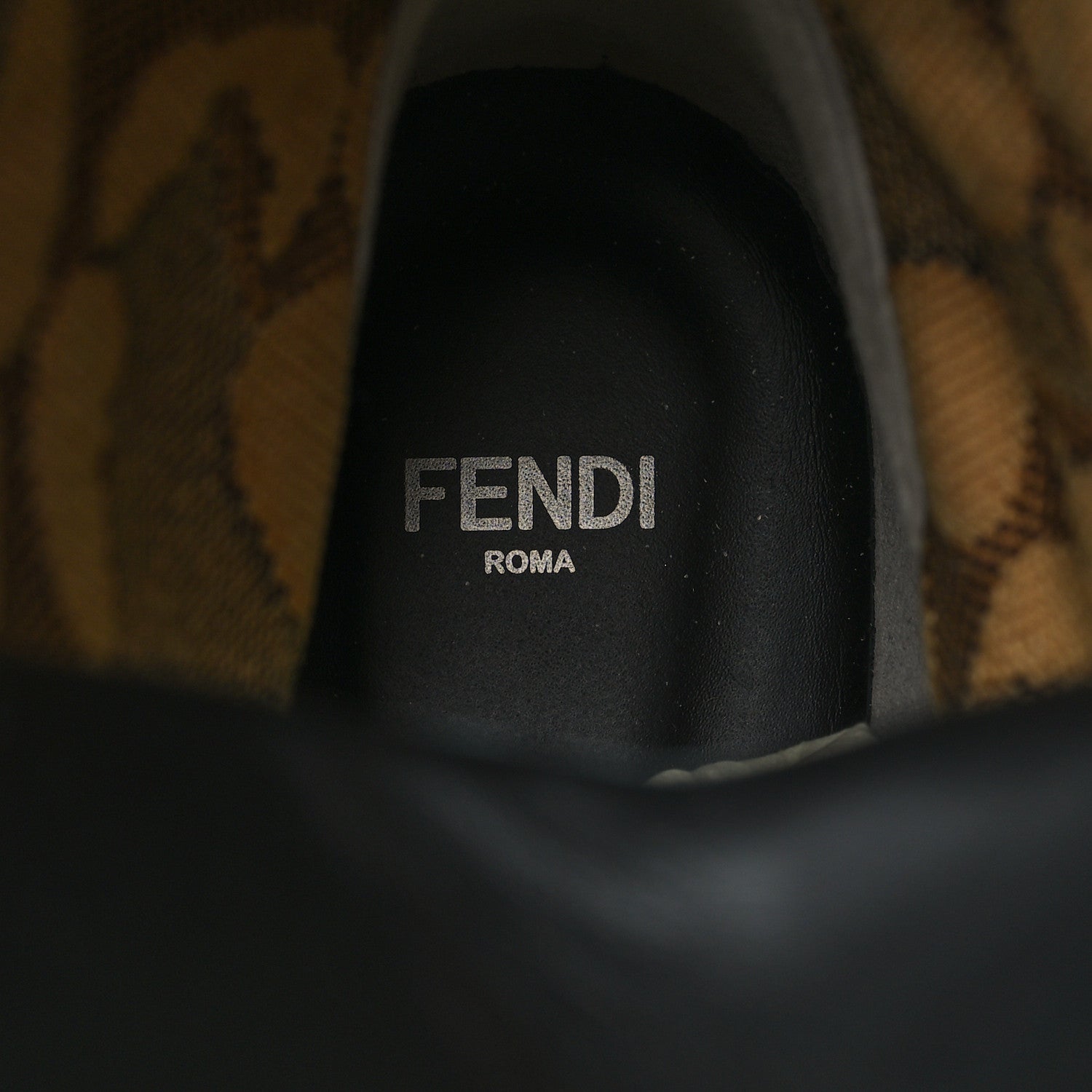 Fendi Calfskin Stretch Fabric FF Leopard Rockoko Biker Boots 39.5 Black 7 of 8