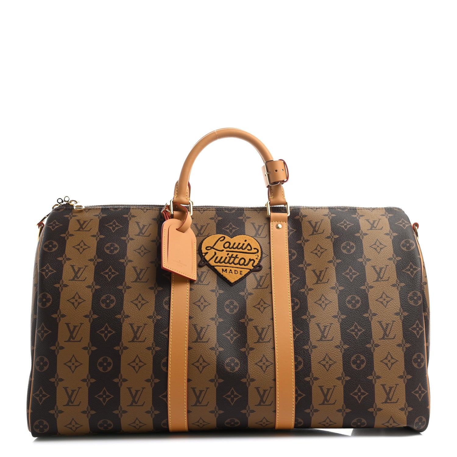 Louis Vuitton X NIGO Reverse Monogram Stripe Keepall Bandouliere 50 Brown 1 of 8