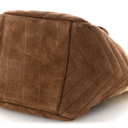 Saint Laurent Shearling Suede Monogram Joe Nano Bucket Bag Dark Cigar Natural Beige 9 of 9