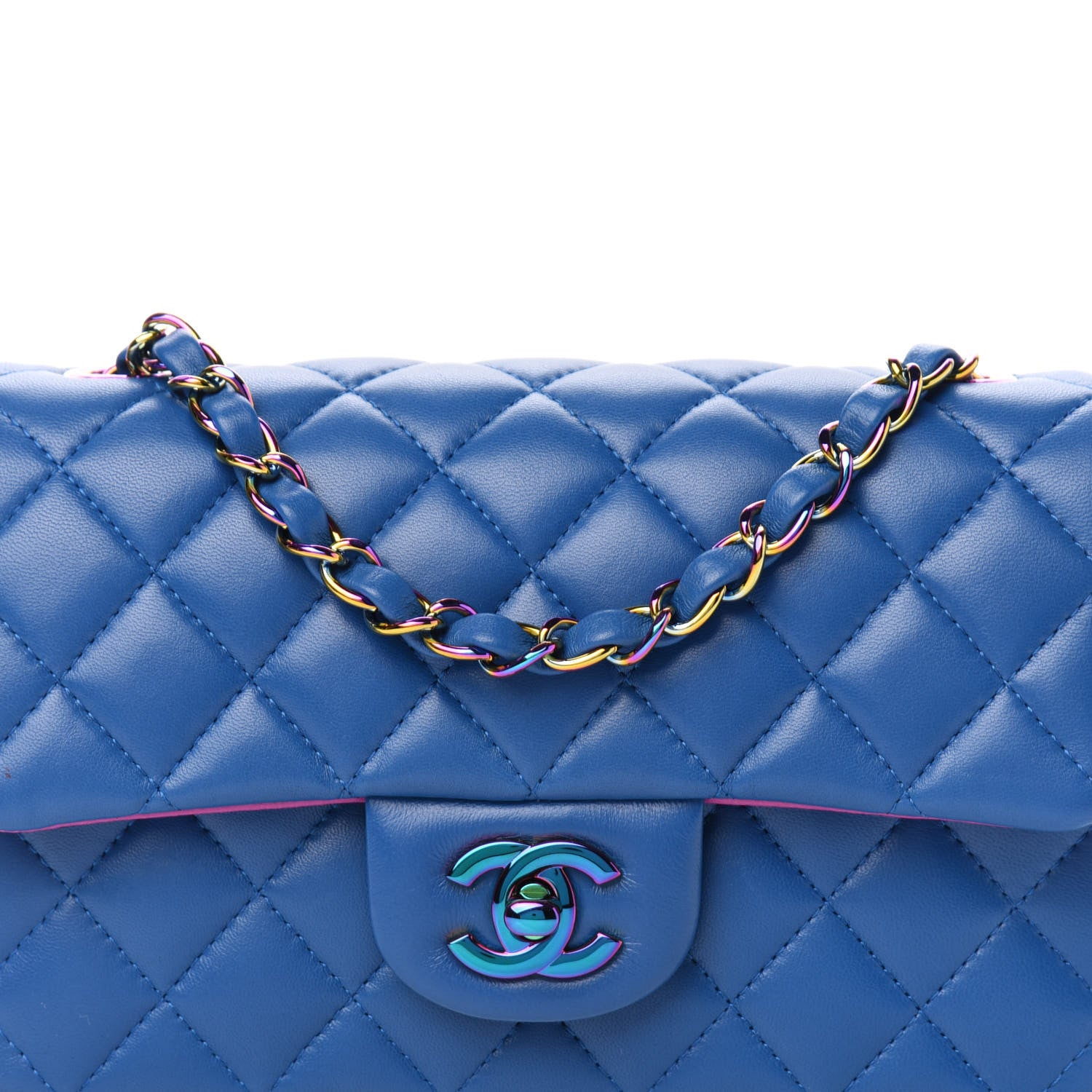 Chanel Lambskin Quilted Mini Rectangular Flap Blue Purple 11 of 11