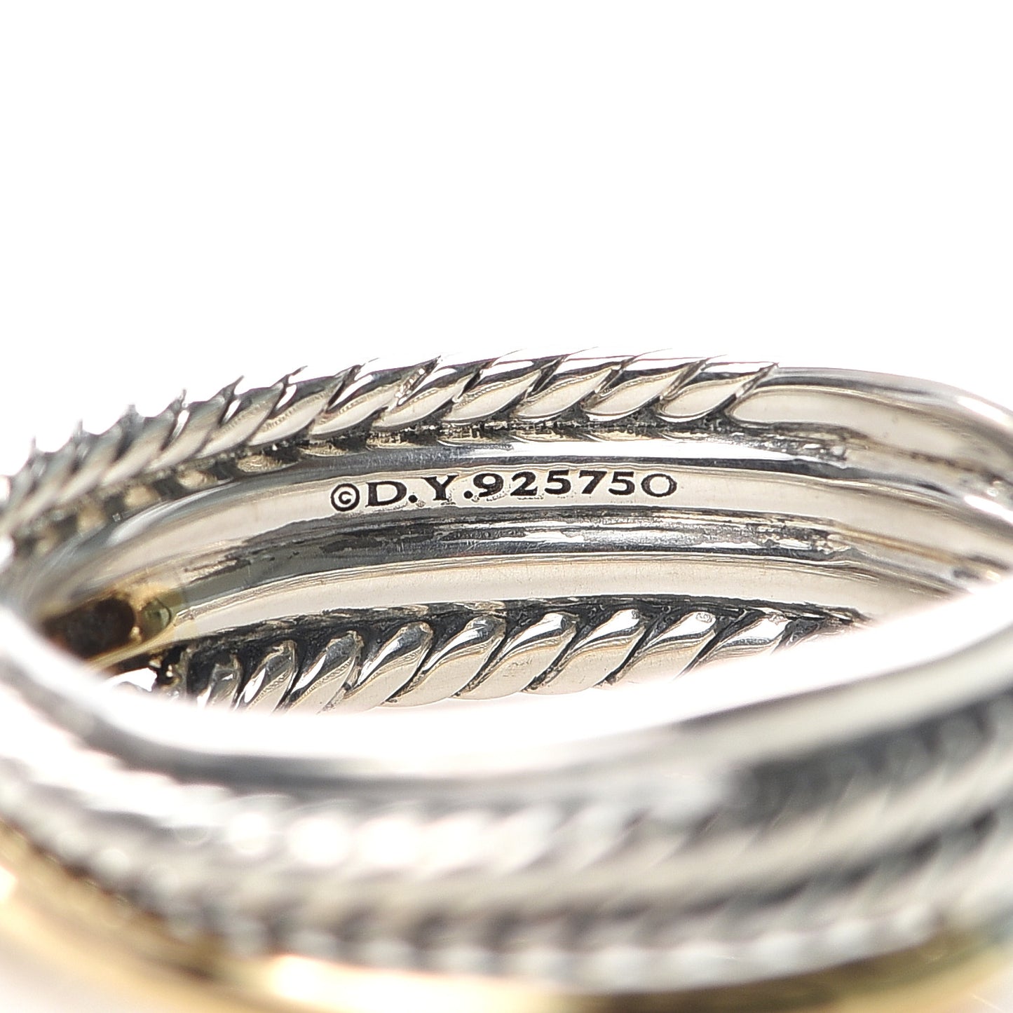 Sterling Silver 14K Yellow Gold Narrow Crossover Ring 56 7.5