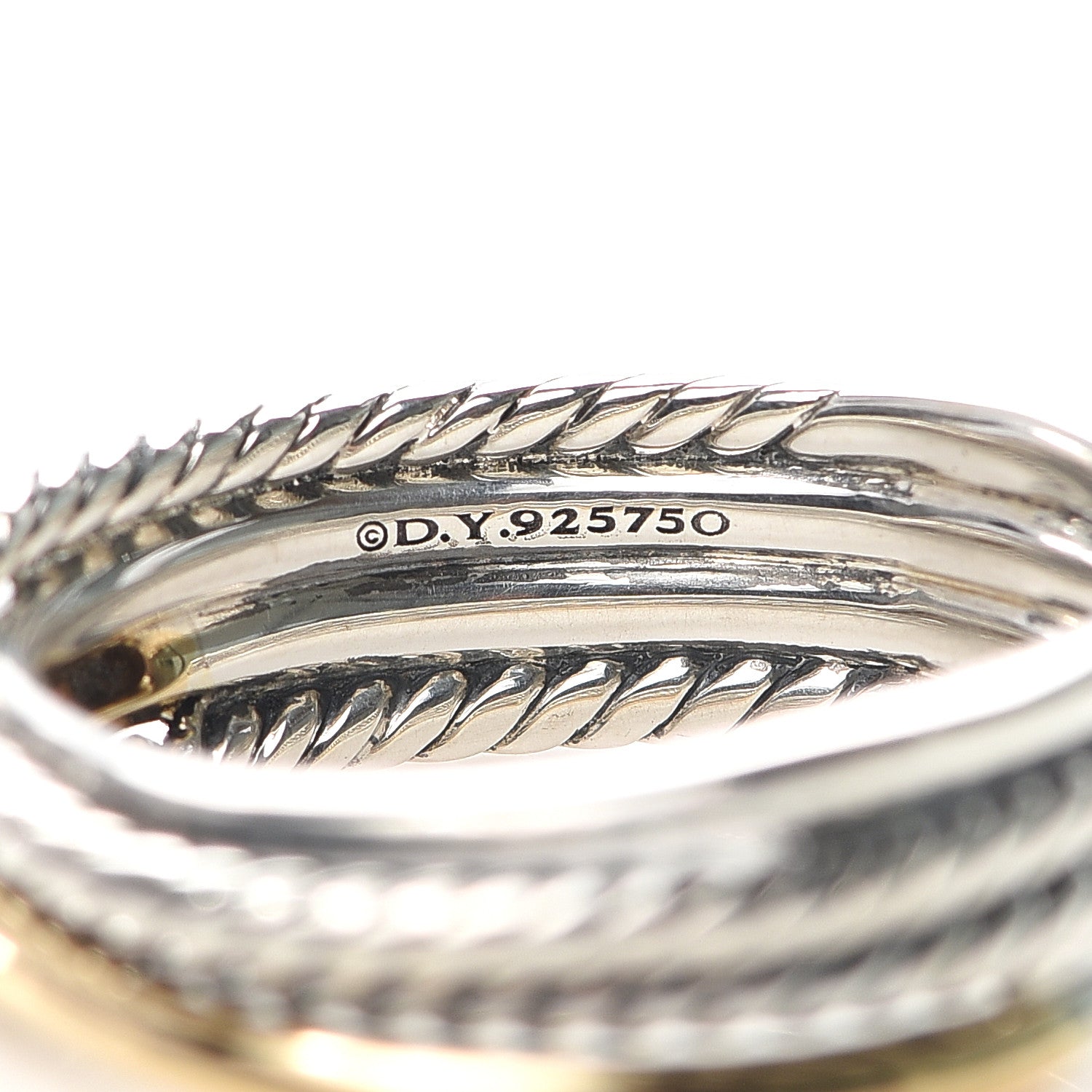 David Yurman Sterling Silver 14K Yellow Gold Narrow Crossover Ring 56 7.5 4 of 5
