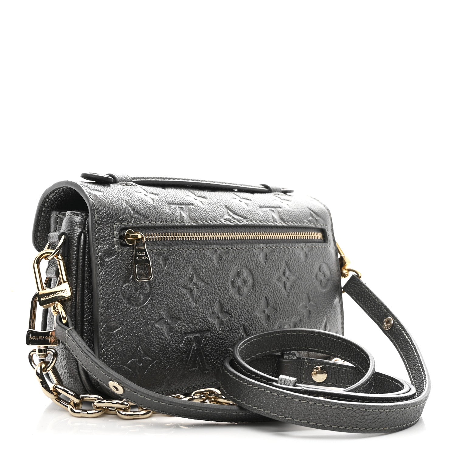 Louis Vuitton Shimmery Empreinte LV Ski Pochette Metis East West Gun Metal 3 of 10