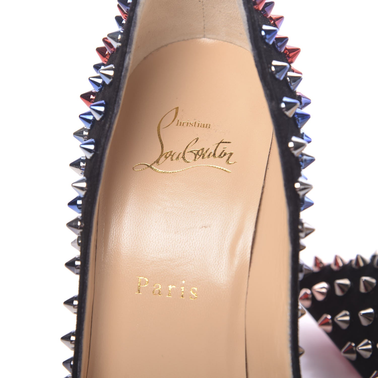 Christian Louboutin Suede Follies Spikes 100 Pumps 37 Black 6 of 15