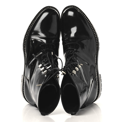 Christian Dior Patent Calfskin Rebelle Lace Up Boots 38.5 Black 2 of 9