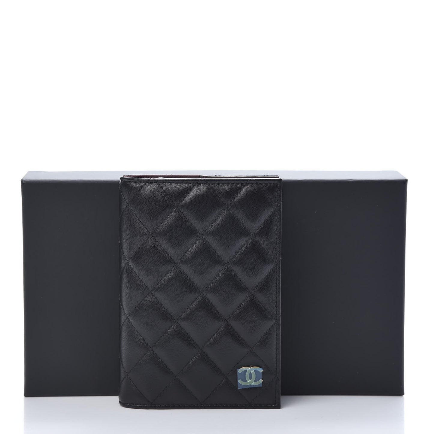 Lambskin Quilted Passport Holder Black