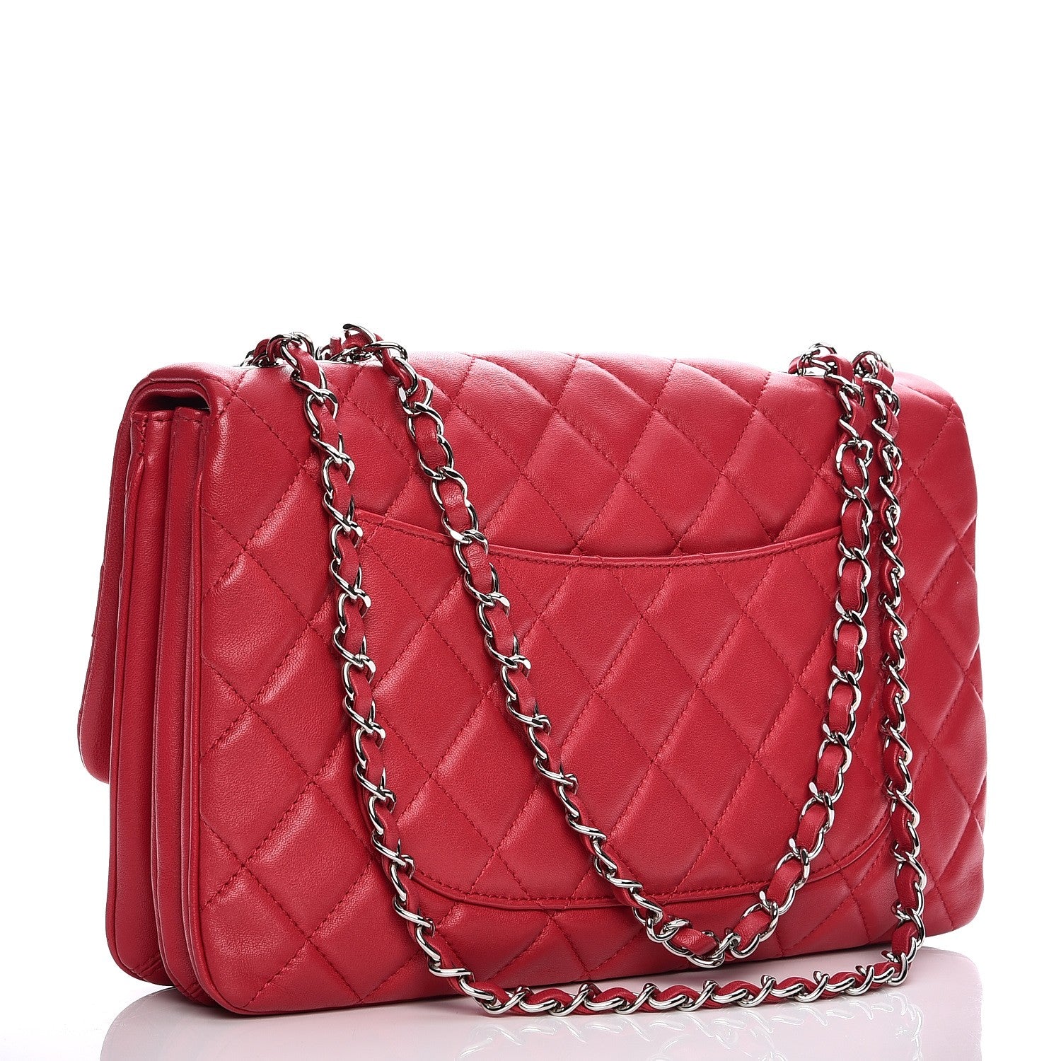 Chanel Lambskin Quilted Jumbo Chanel 3 Flap Dark Pink 3 of 9