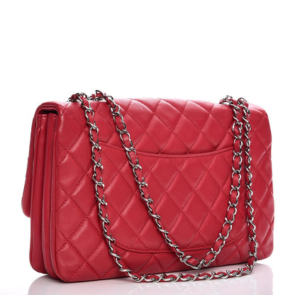 Chanel Lambskin Quilted Jumbo Chanel 3 Flap Dark Pink 3 of 9