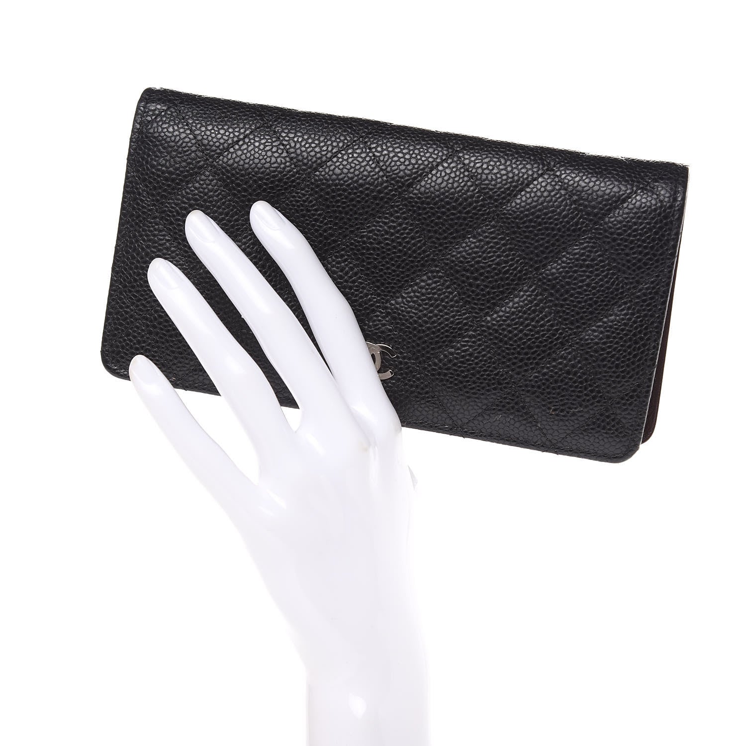 Chanel Caviar Quilted Yen Wallet Black 2 of 14