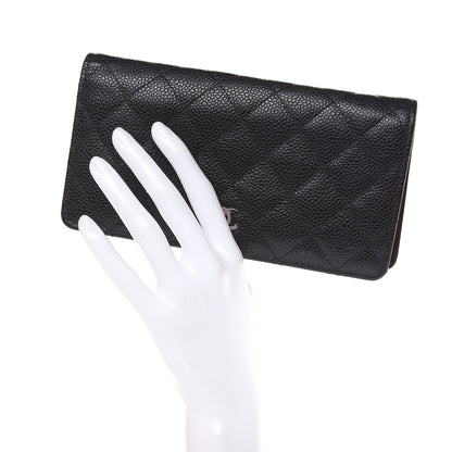 Chanel Caviar Quilted Yen Wallet Black 2 of 14