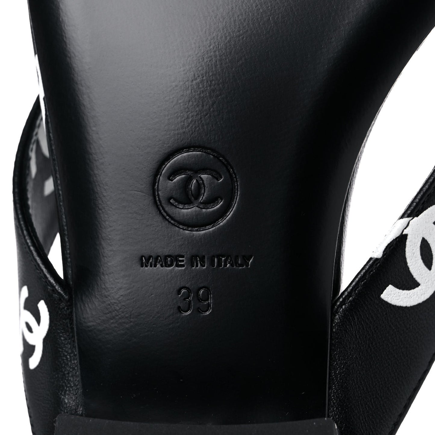 Lambskin Printed CC Thong Sandals 39 Black White