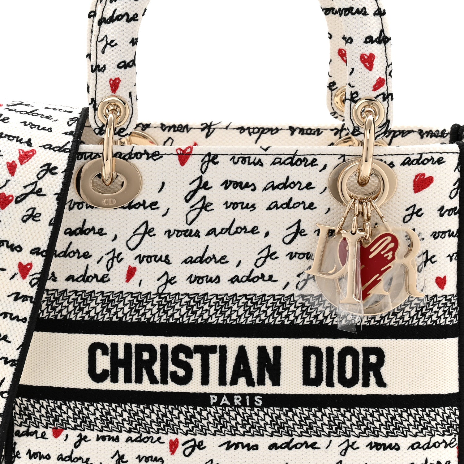 Christian Dior Canvas Embroidered Dioramour Je Vous Adore Medium