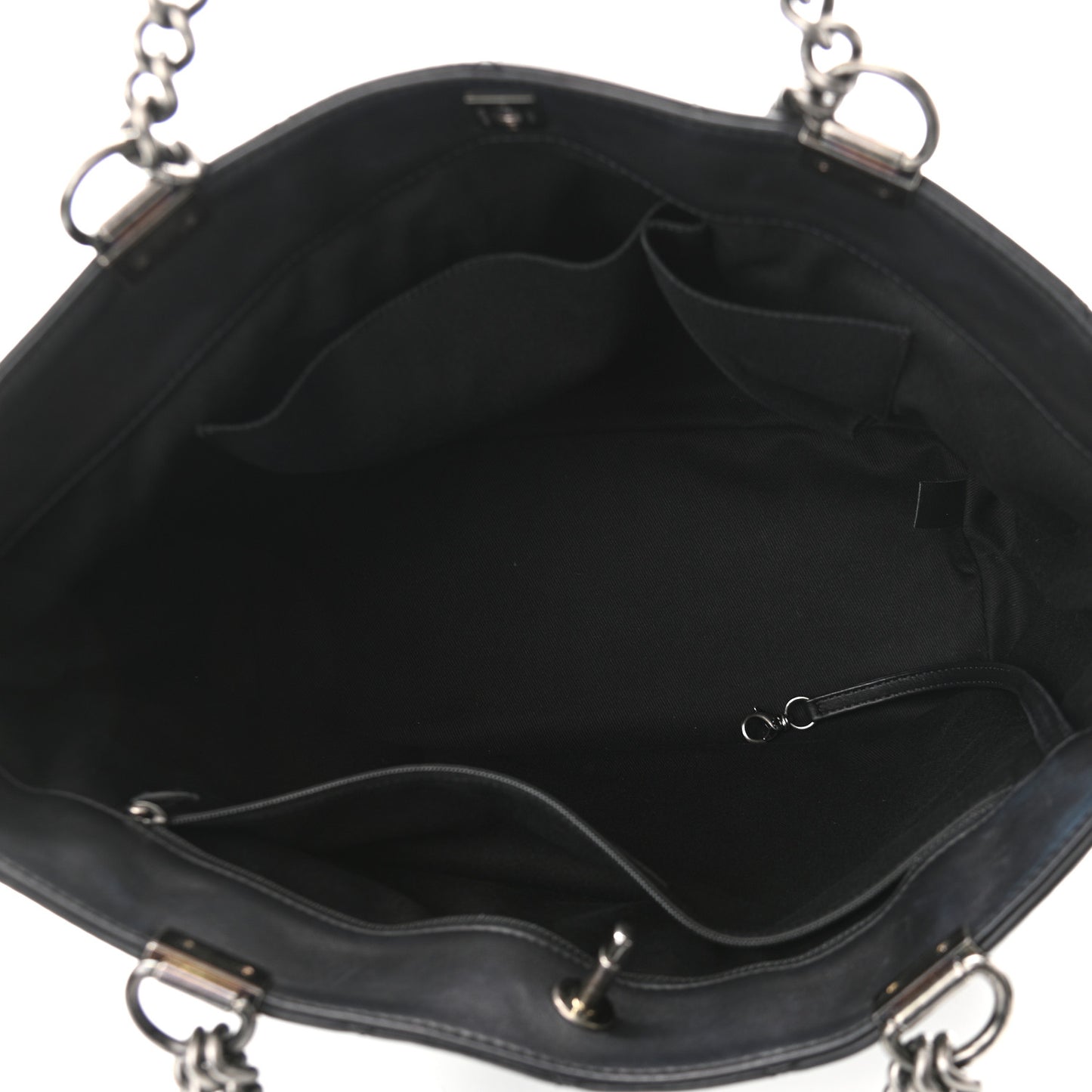 Sheepskin Quilted Chain Handle Large Shopping Tote Black