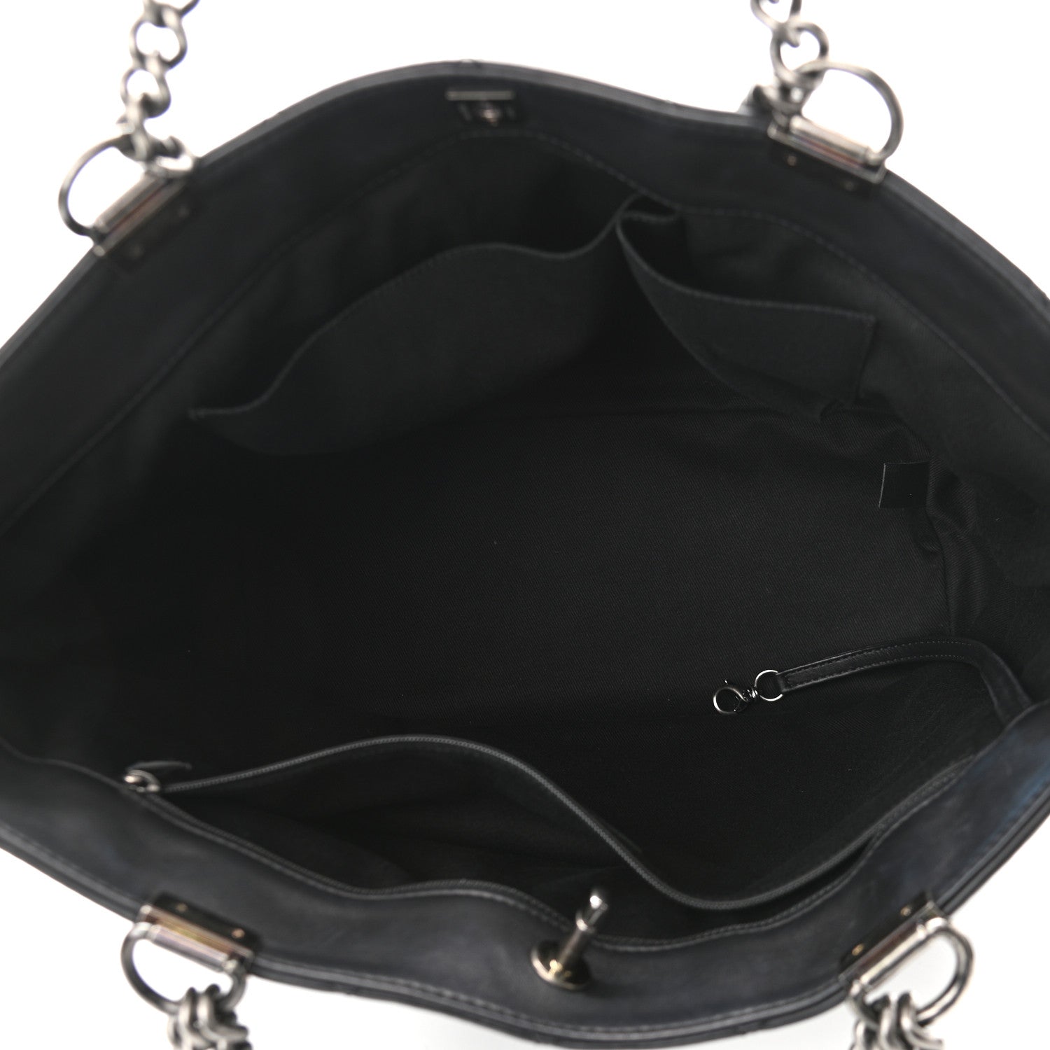 Chanel Sheepskin Quilted Chain Handle Large Shopping Tote Black 5 of 10