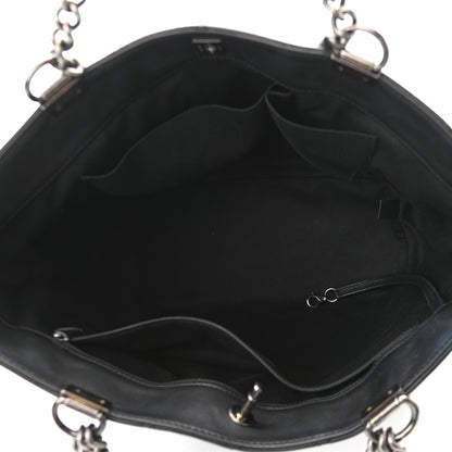 Chanel Sheepskin Quilted Chain Handle Large Shopping Tote Black 5 of 10