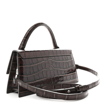 Jacquemus Calfskin Crocodile Embossed Le Chiquito Long Dark Brown 3 of 9