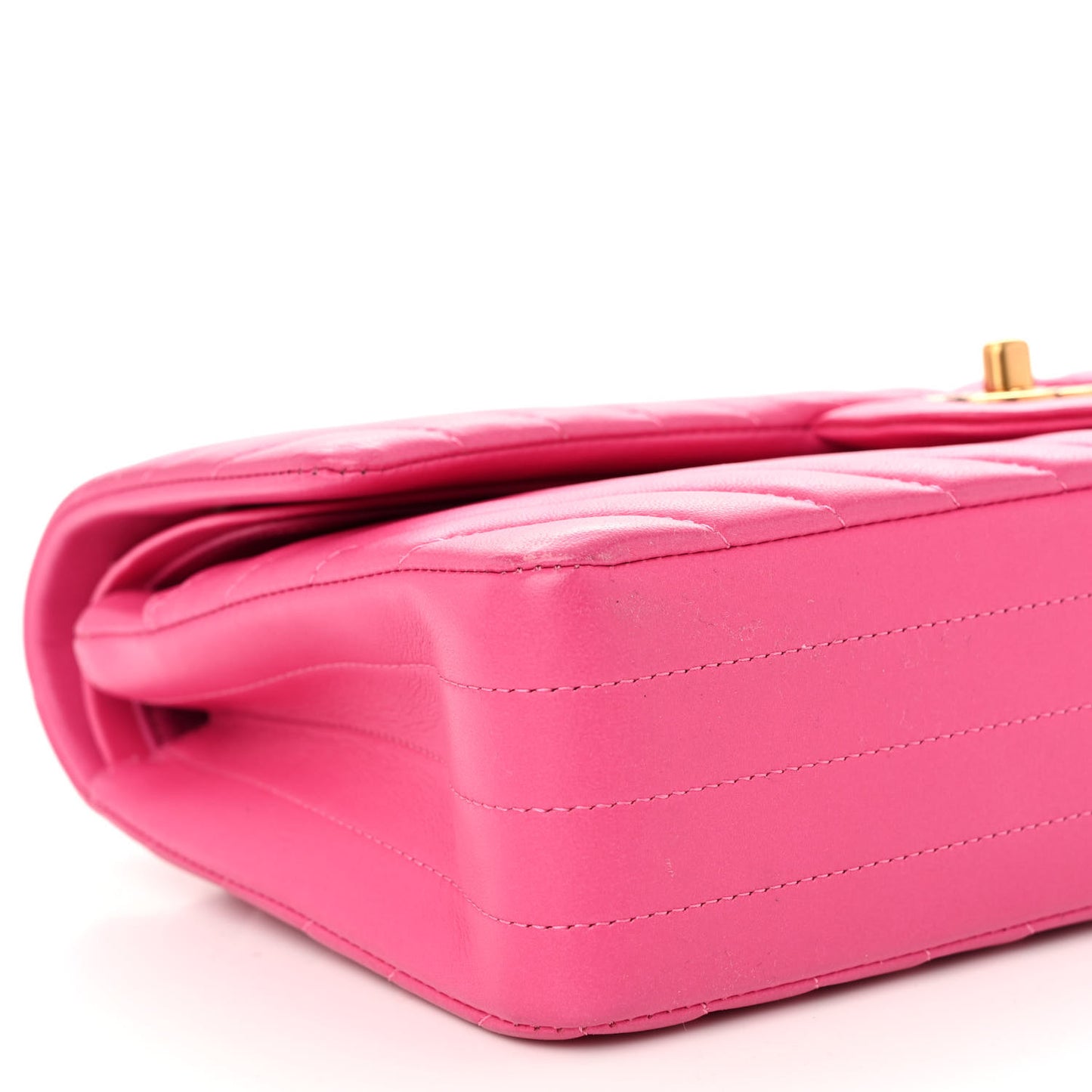 Lambskin Chevron Quilted Medium Double Flap Pink