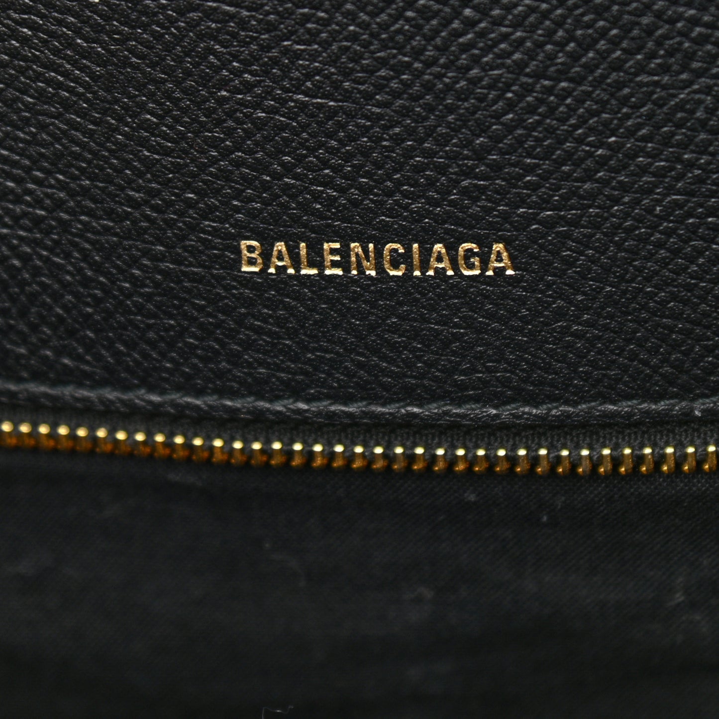 Signature Grained Calfskin Logo M Ville Top Handle Bag Black