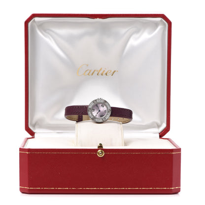 Cartier 18K White Gold Calfskin Diamond 23mm LOVE Quartz Watch Burgundy 5 of 5