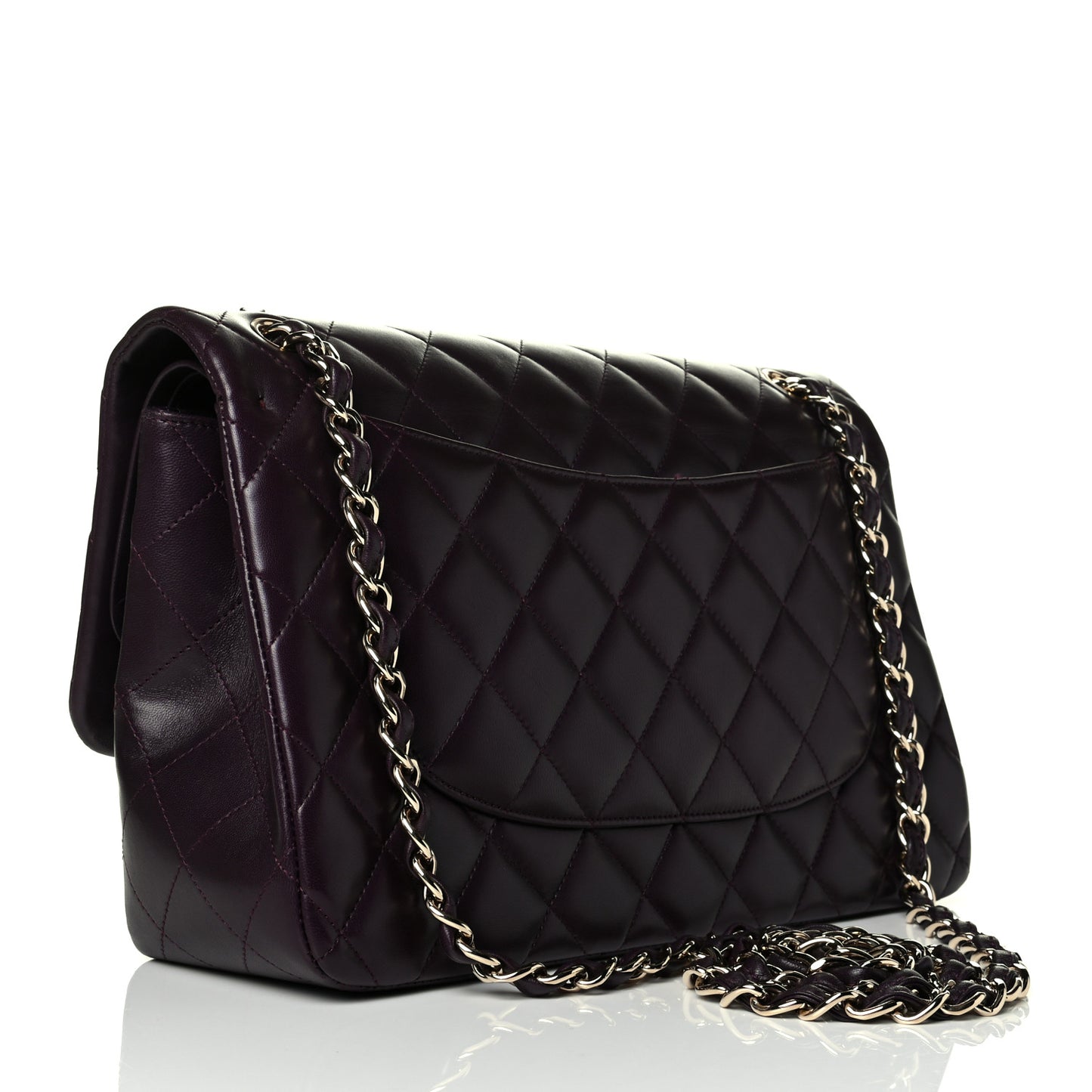 Lambskin Quilted Jumbo Double Flap Purple