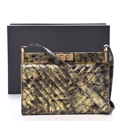 Chanel Metallic Crumpled Goatskin Chevron Quilted Reissue Clutch Bag Black Gold 10 of 10