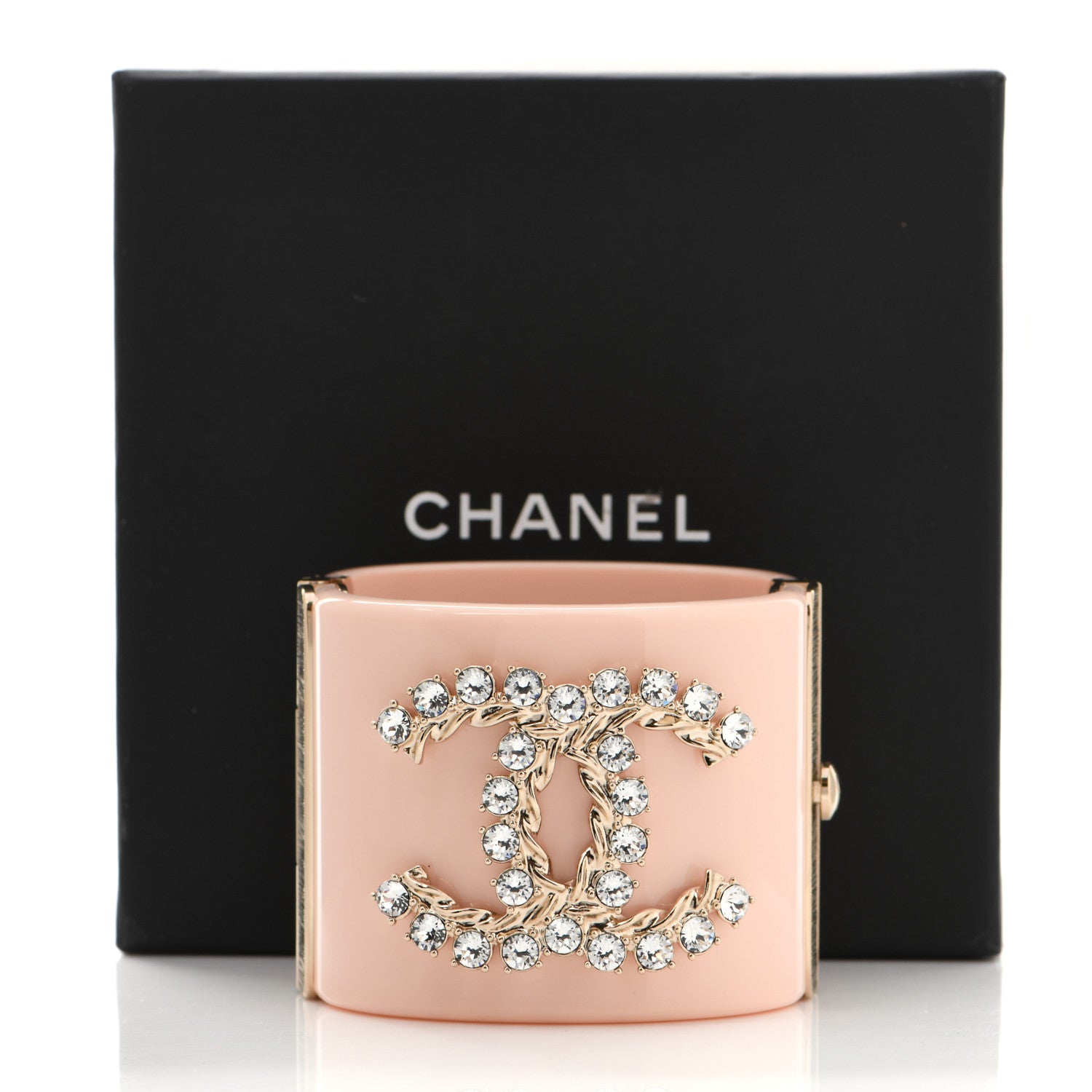 Chanel Resin Crystal CC Cuff Pink 5 of 5