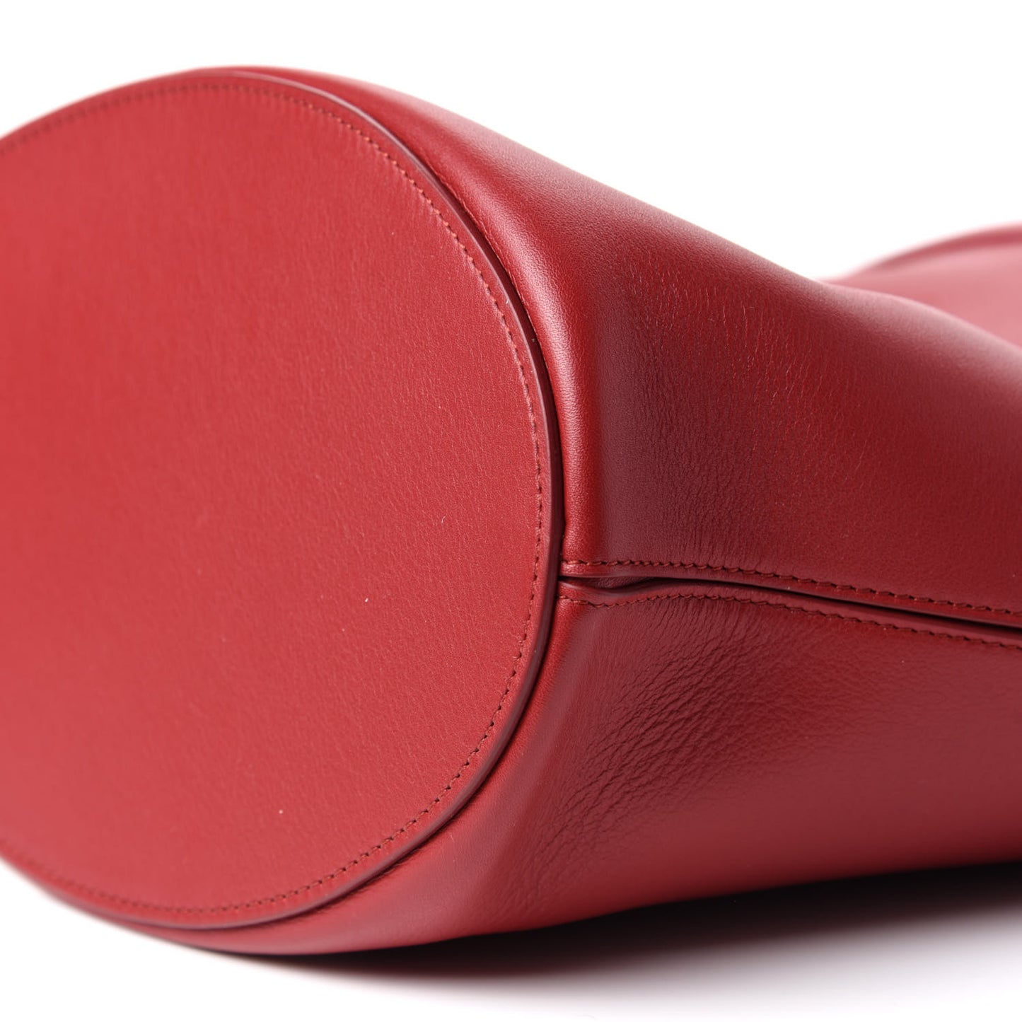 Smooth Calfskin Clasp Bucket Bag Red