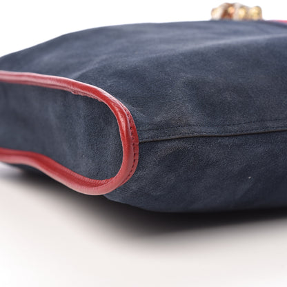Gucci Suede Calfskin Large Rajah Chain Tote New Blue Romantic Cherry 12 of 16